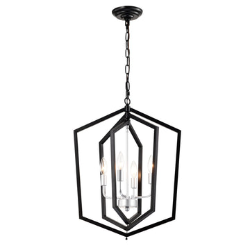 4 Light Farmhouse Kitchen Chandeliers, Matte Black And Sliver Vintage Rustic Cage Light Fixture Adjustable Height Chandeliers For Dining Room Hallway Foyer Entryway E12 Bulbs Not Included Matte Black American Design,Luxury,Modern,Vintage Metal Metal