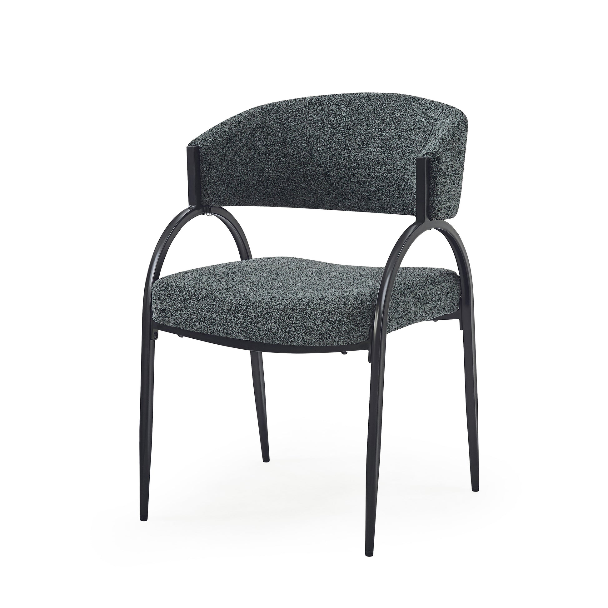 Upholstered Dining Chairs With Metal Legs Set Of 2 ,Dark Green Black Dark Green Black Fabric Metal