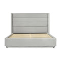 Queen Size Platform Bed With Led Light, Greige Box Spring Not Required Queen Greige Wood Fabric,Plywood,Upholstered