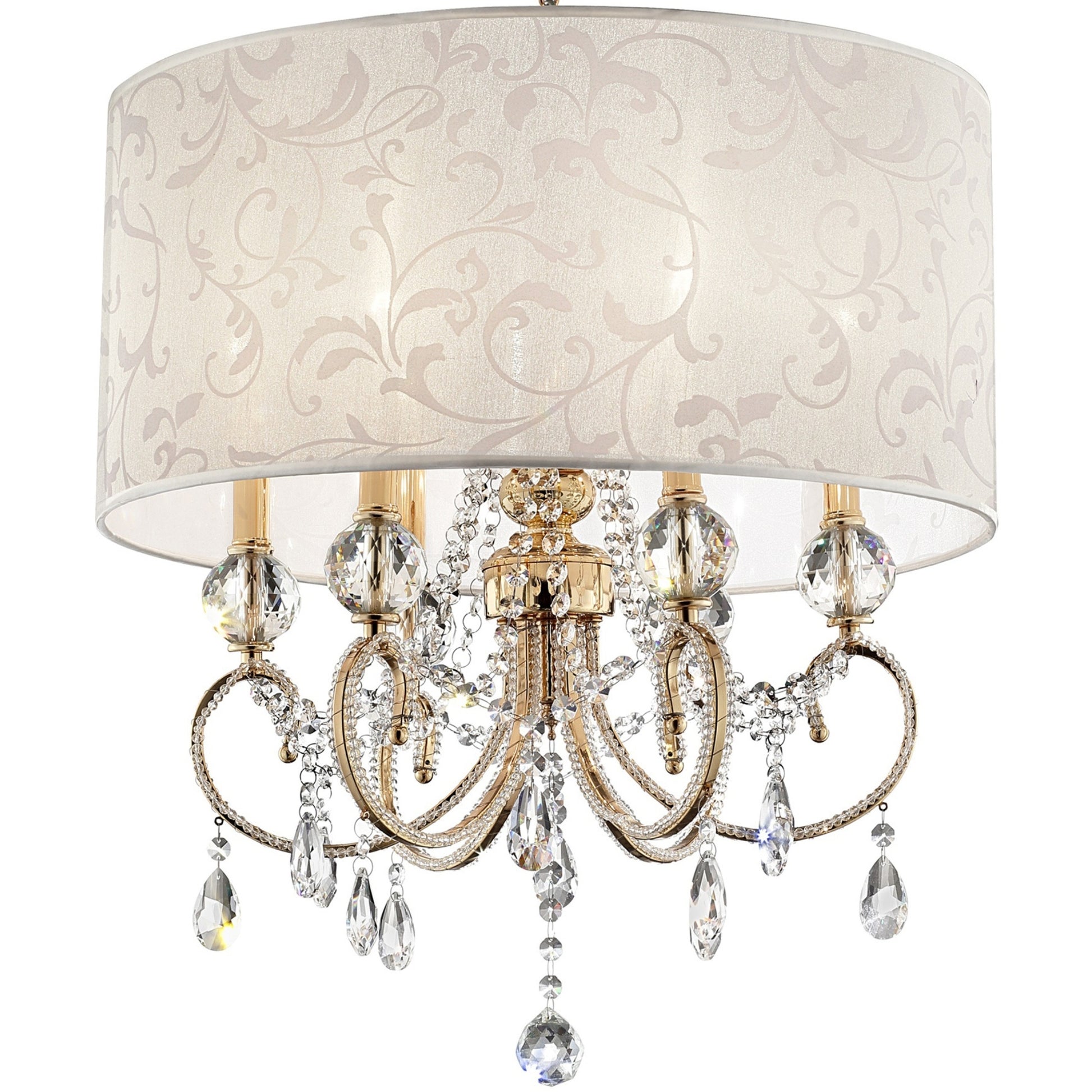 24.5" Tall Metal Ceiling Lamp "Aurora", Brass Gold And Crystal Accents Multicolor Metal