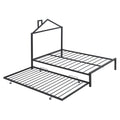 Full Size Metal Platform Bed With Twin Size Trundle,House Shaped Headboard Design, Black Full Black Metal