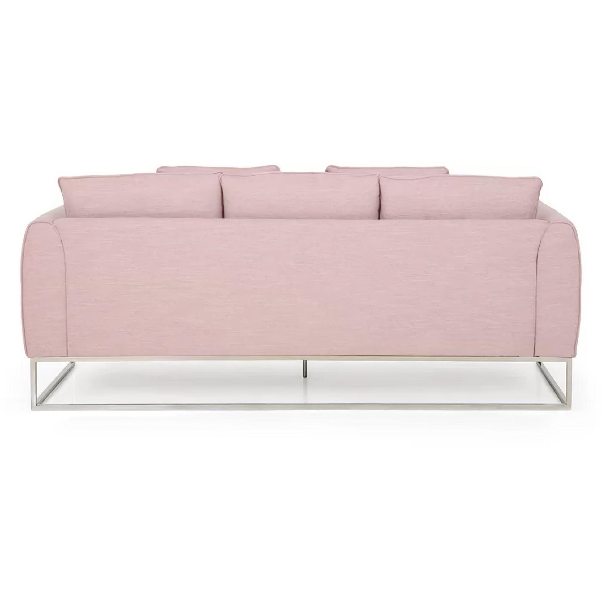 Chic And Cozy 82.75" Light Pink Fabric 2 Seater Sofa With Silver Legs And Soft Upholstery, Extra Deep Seats, For Small Space, Living Room, Office Apartment Light Pink, Fabric Pink Wood Primary Living Space Medium Soft Cushion Back Light Duty Art