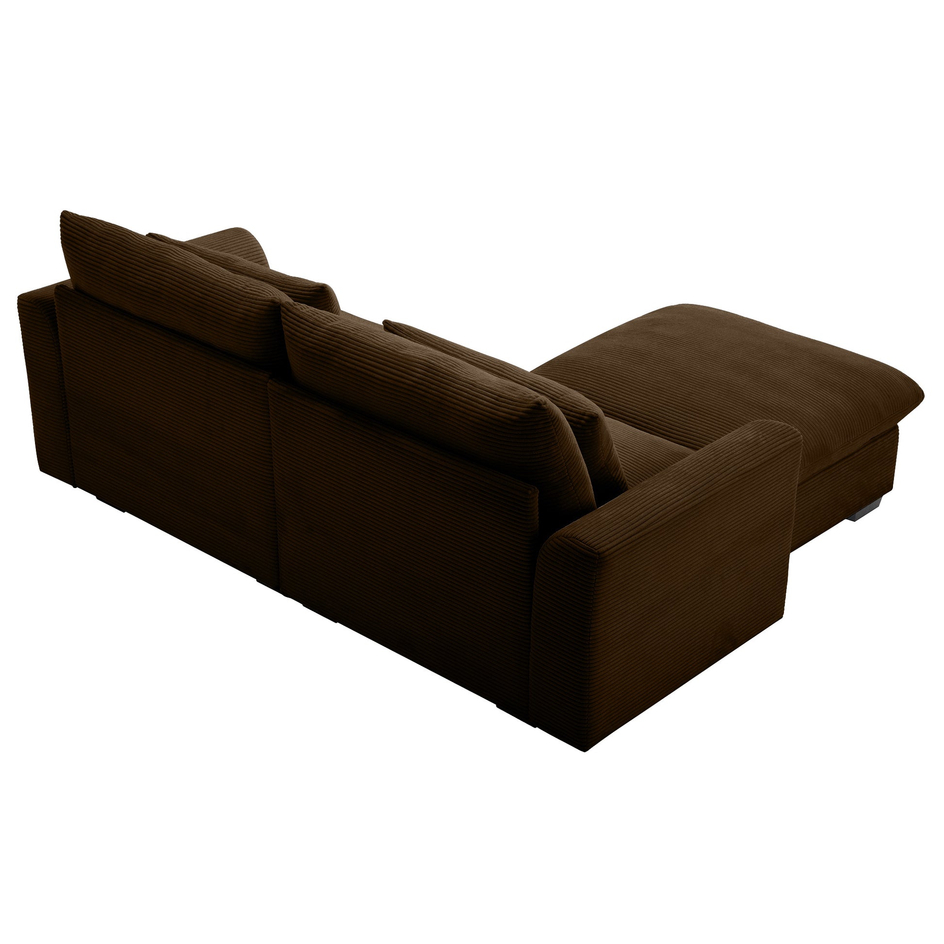 Sectional Sofa Comfy Corduroy Couch For Living Room With Pillows And Round Armrests, Modern Corduroy Sofa Sleeper Deep Couches With Storage Ottoman Brown, 2 Seat Brown Corduroy 2 Seat