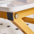 0.4Inch Thick White Marble Patterned Rock Table, Easy To Clean, Paired With Golden Metal Legs, Sturdy And Durable. Large Size Can Meet Various Needs.Can Be Used As A Dining Table, Coffee Table.47*23.6 White Sintered Stone