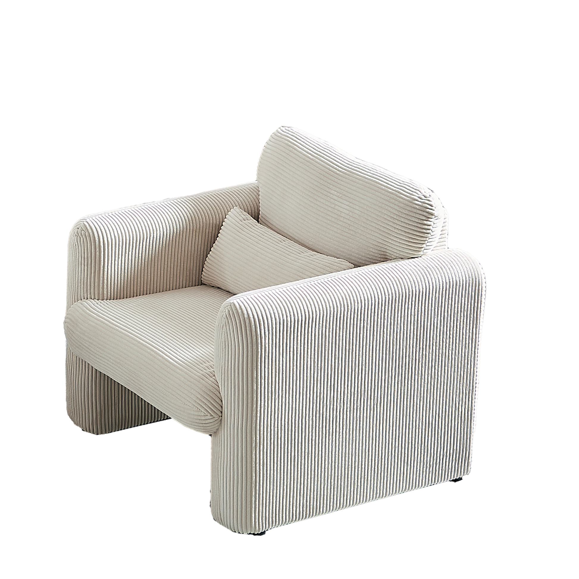 33"Corduroy Fabric Single Sofa, Modern Lounge Chairs Single Sofa With Support Pillow, For Apartment, Office, Living Room & Bedroom Beige Foam Corduroy 1 Seat