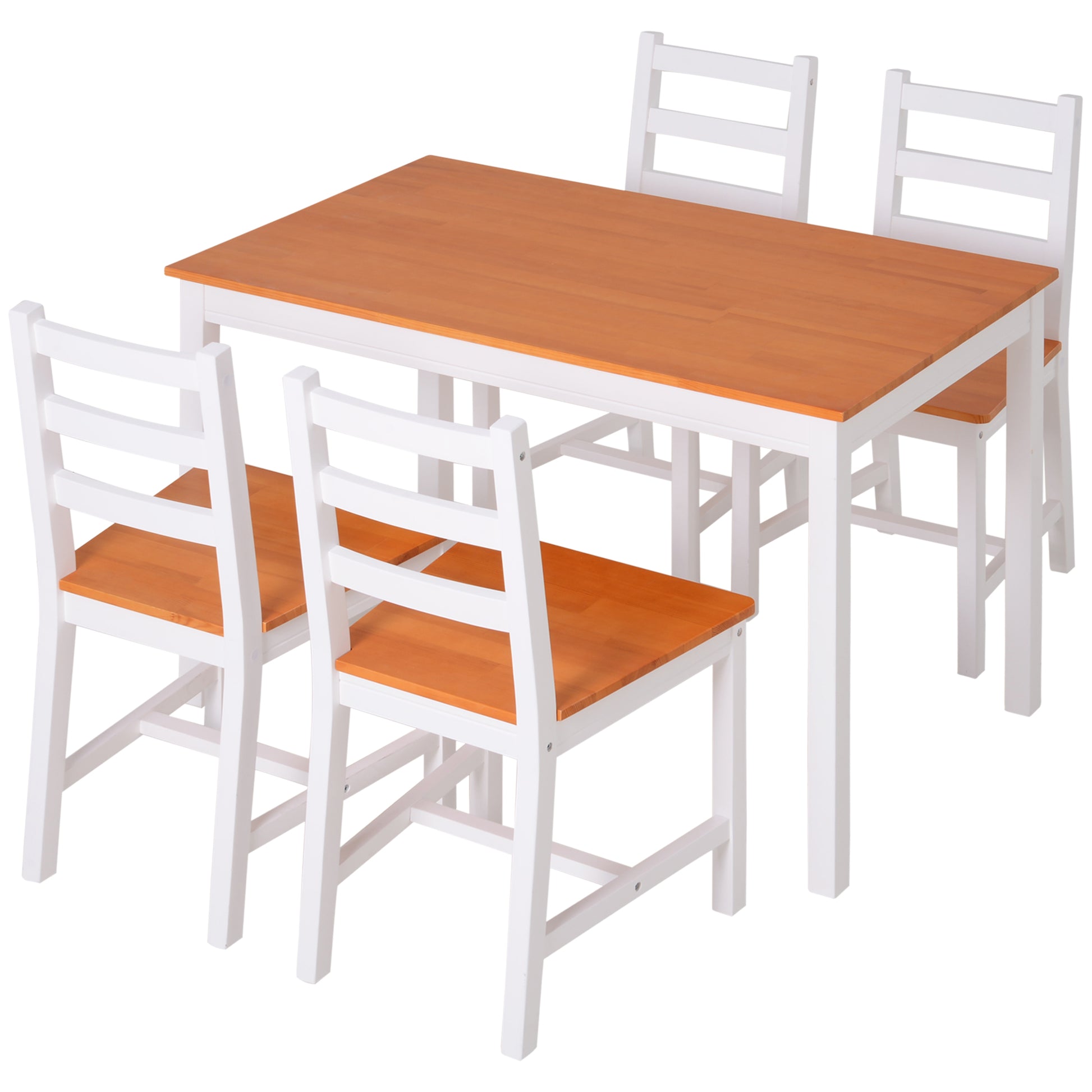 Homcom Dining Table Set For 4, 5 Piece Modern Kitchen Table And Chairs, Wood Dining Room Set For Small Spaces, Breakfast Nook, White White Wood