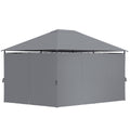 Outsunny 10' X 13' Outdoor Patio Gazebo, Canopy Shelter With 6 Removable Sidewalls & Steel Frame For Garden, Lawn, Backyard & Deck, Gray Grey Polyester