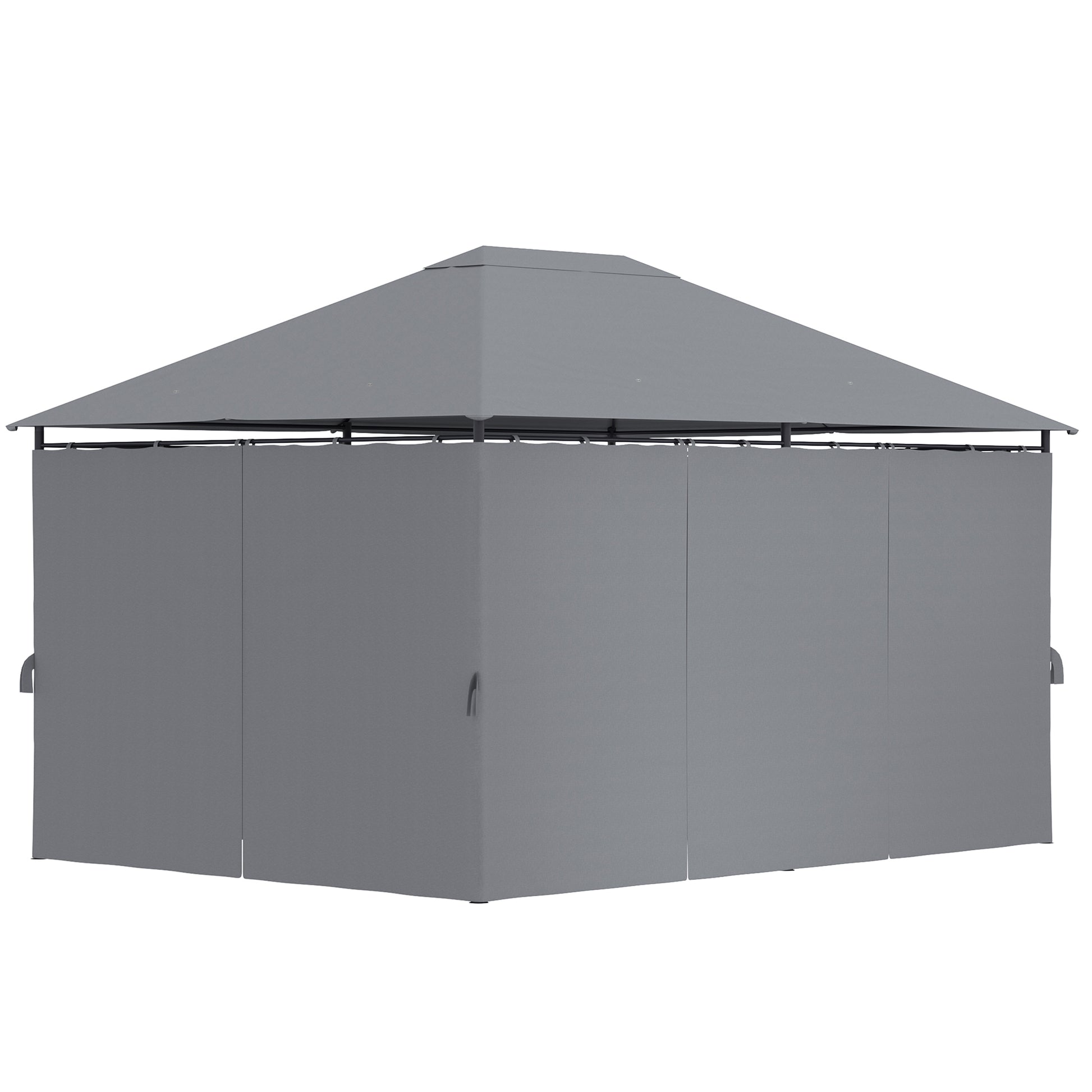 Outsunny 10' X 13' Outdoor Patio Gazebo, Canopy Shelter With 6 Removable Sidewalls & Steel Frame For Garden, Lawn, Backyard & Deck, Gray Grey Polyester