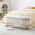 Storage Bench Bedroom Bench, Velvet Oval Upholstered End Of Bed Bench With Golden Metal Legs,50