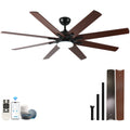 72 Inch Large Ceiling Fans With Lights And Remote, Indoor Outdoor Black Modern Ceiling Fan For Kitchen Living Room Patio, 6 Speed Reversible Quiet Dc Motor, Dual Finish 8 Blades Black Dark Walnut