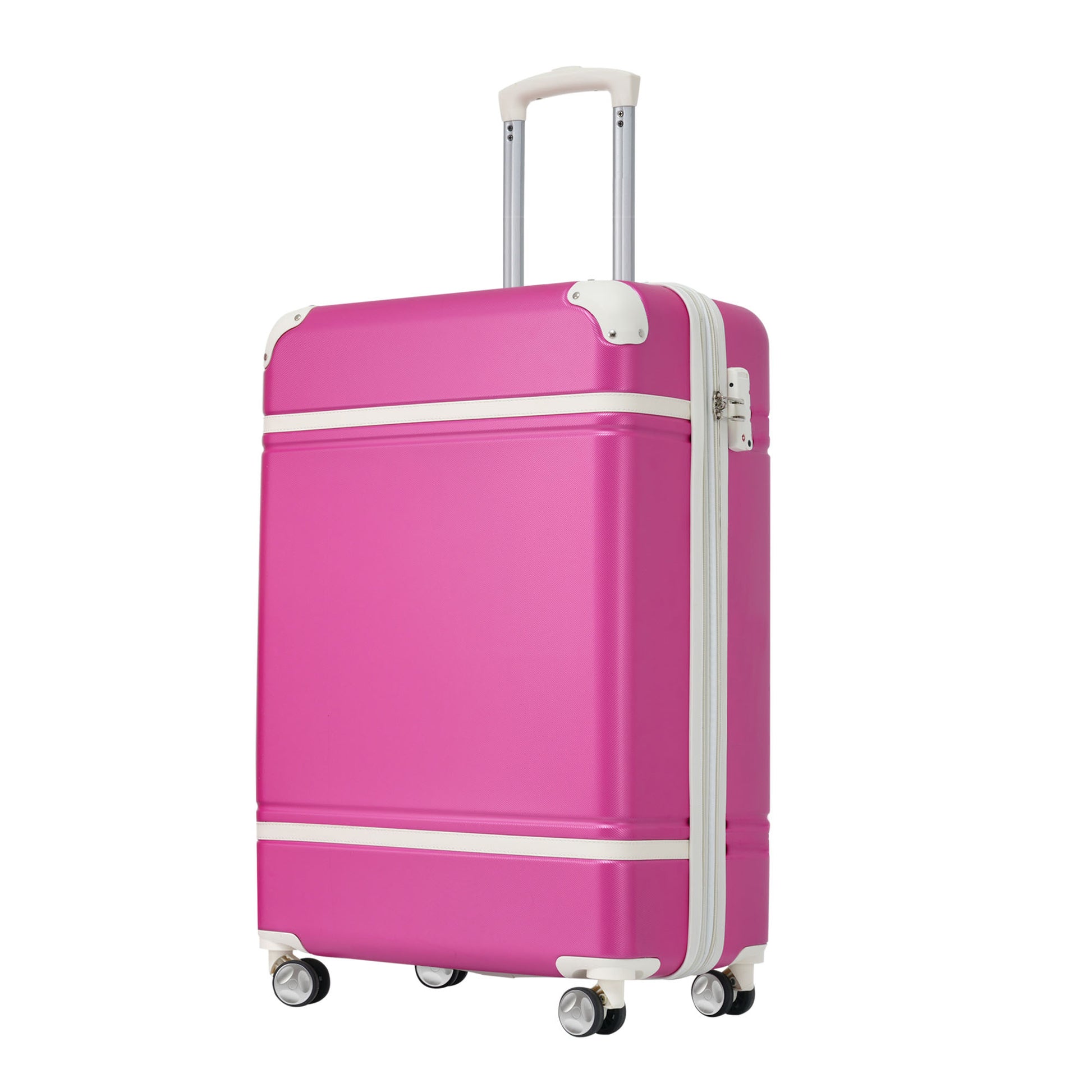 20 In Luggage 1 Piece With Tsa Locklightweight Suitcase Spinner Wheels,Carry On Vintage Luggage,Pink Pink Abs