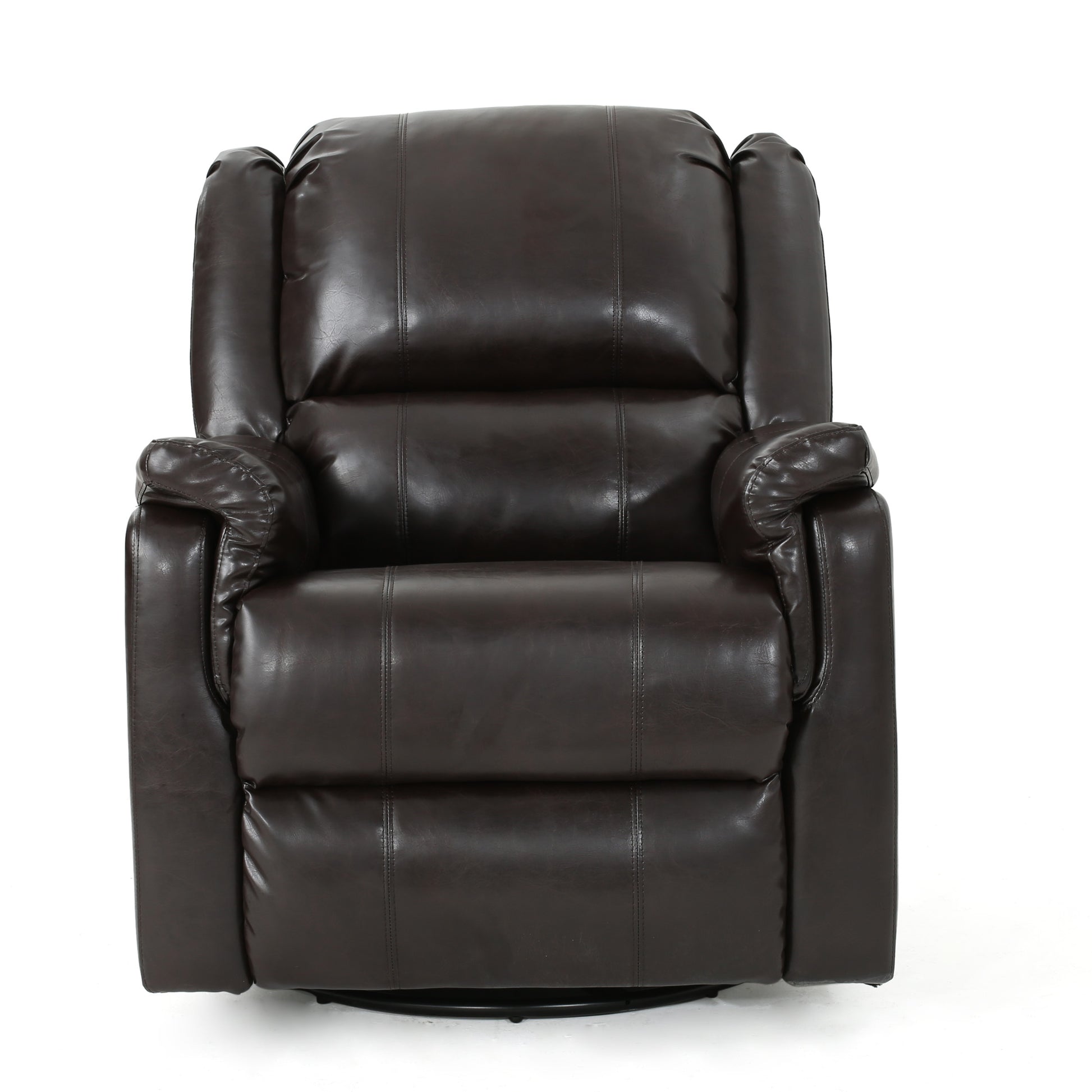 Brown Pu Glider Recliner With Swivel, Manual Reclining Chair Brown Pu