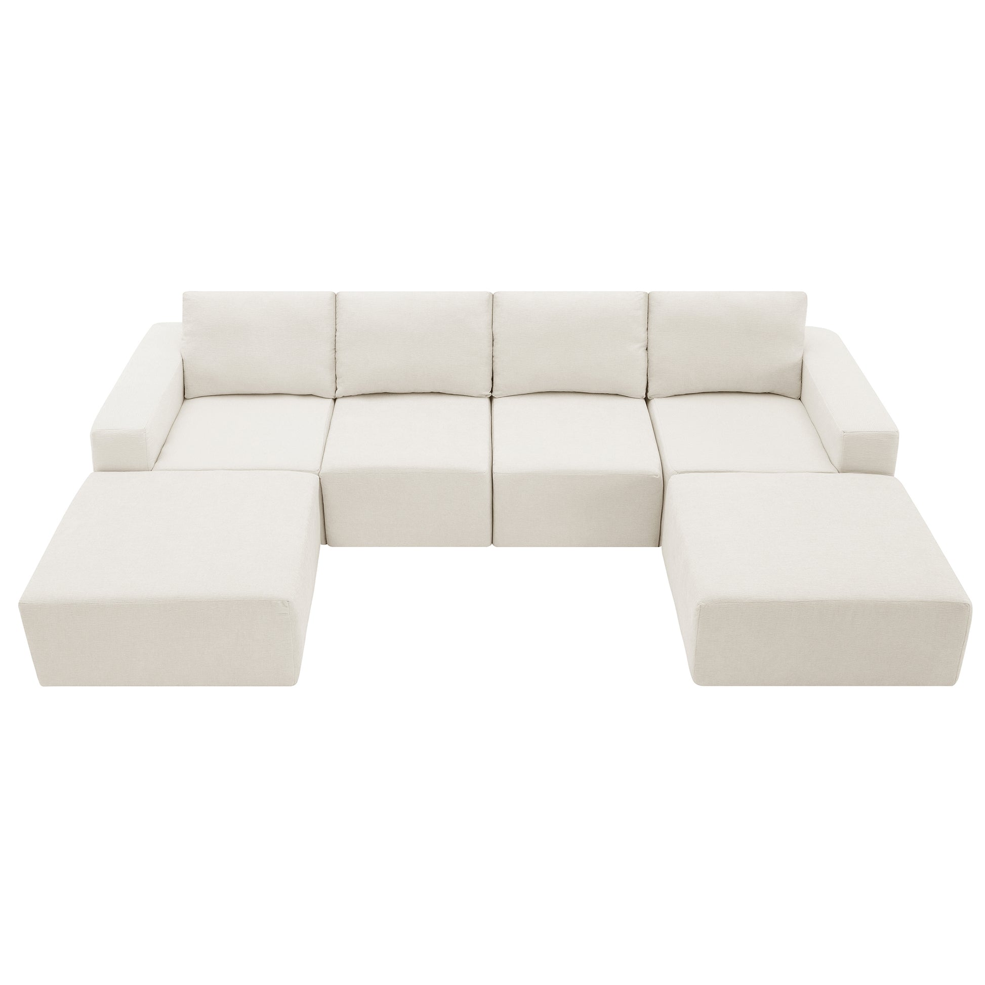 110*72" Modular U Shaped Sectional Sofa,Luxury Chenille Floor Couch Set,Upholstered Indoor Furniture,Foam Filled Sleeper Sofa Bed For Living Room,Bedroom,Free Combination,3 Colors Beige Polyester 6 Seat