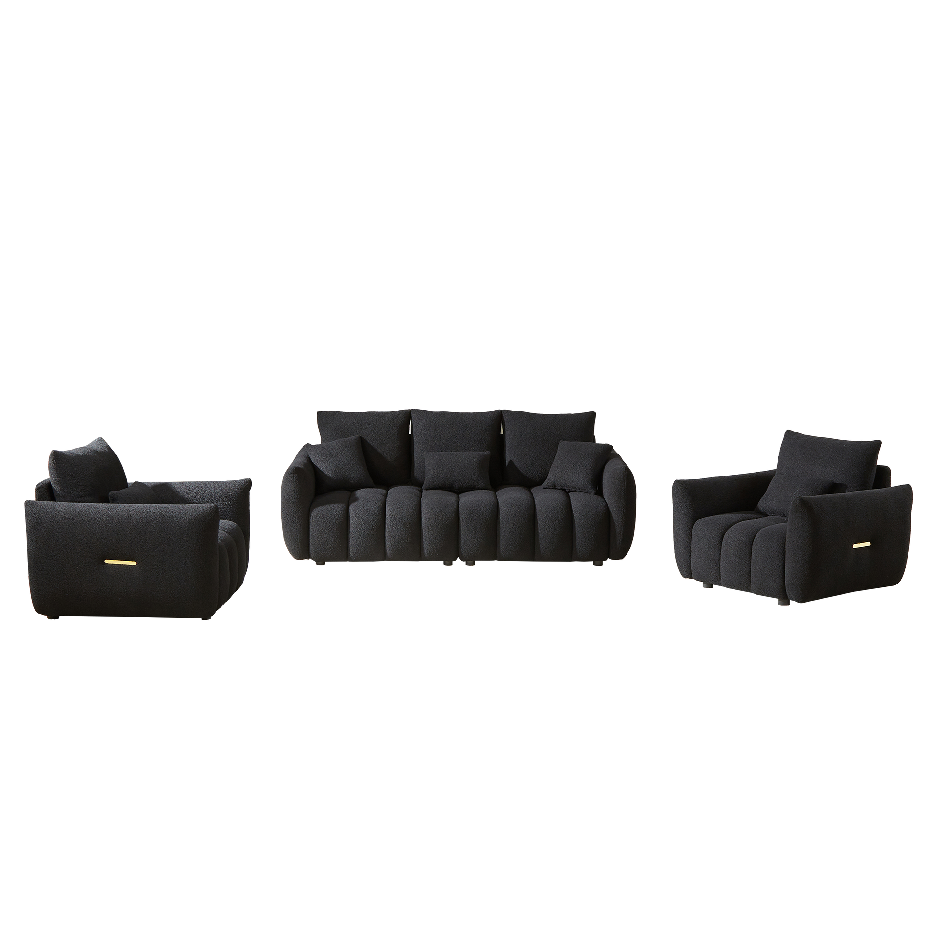 3 Seater 1 Seater 1 Seater, Combo Sofa Modern Living Room Sofa, Teddy Sofa, Wooden Frame, 5 Cushions, Apartment Sofa Furniture Black Wood Primary Living Space Pine Foam Fabric 5 Seat