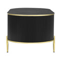 Modern Luxury Oval Shaped Fluted Coffee Table, Marble Patterned Top Coffee Table With 2 Cabinets, Metal Legs And Handles For Living Room, Black Date Of Expected Arrival: 11.20 Black Mdf