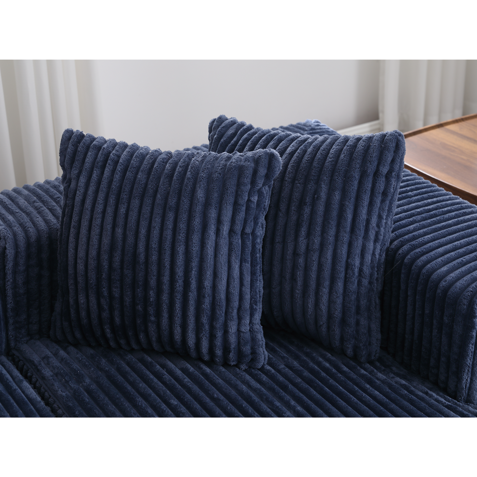 Arrived 131'' Modular Sectional Couch, U Shaped Sofachaise Lounge, Striped Fabric,Upholstered 4 Seater Couch For Living Room, Bedroom, Free Combination Sofa Corduroy , Blue Blue Polyester Primary Living Space Soft Modern Square Arms Foam Upholstered 4