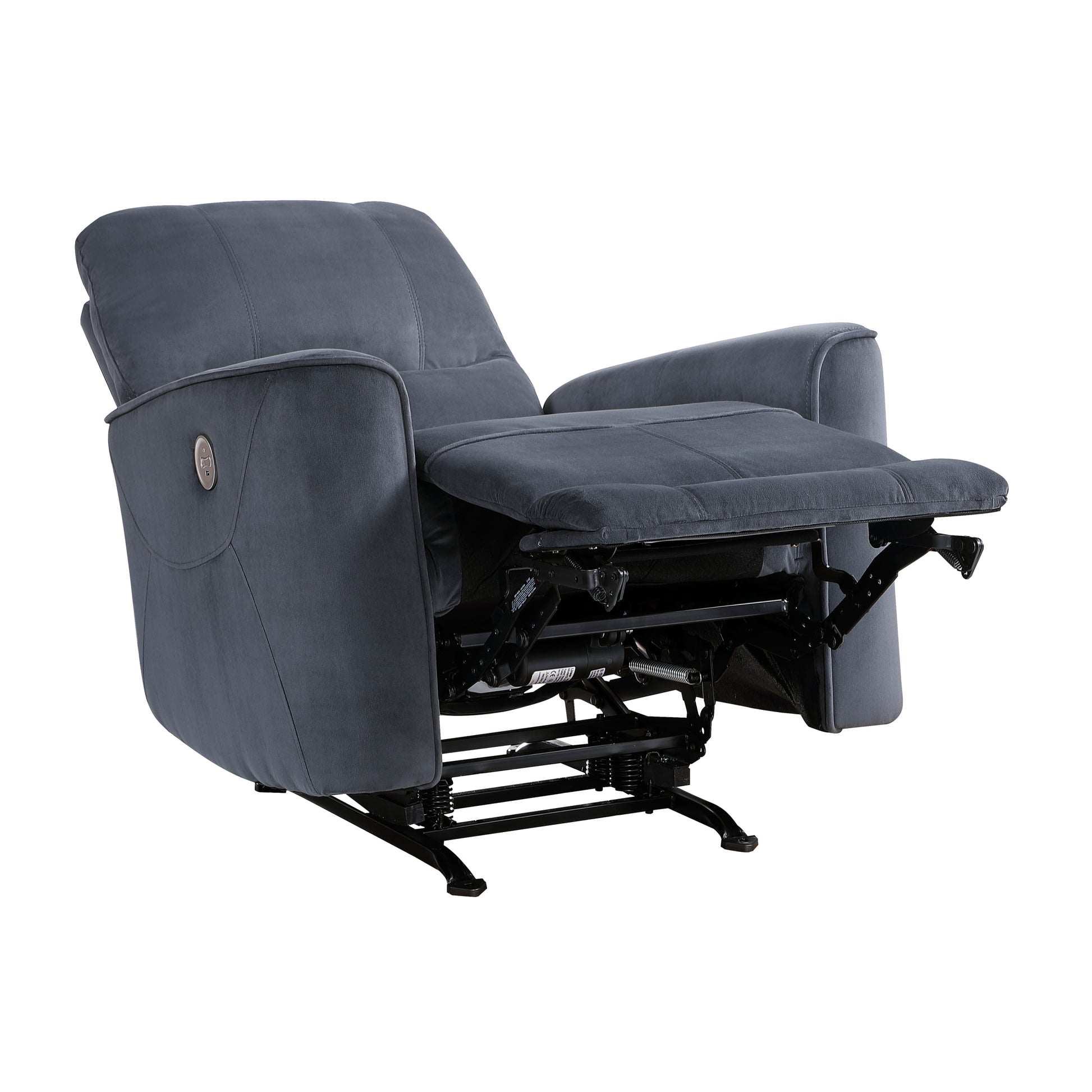 Modern Living Room 1Pc Power Rocker Reclining Chair Dark Gray Velvet Upholstery Solid Wood Frame Luxury Home Furniture Dark Gray Velvet Wood Primary Living Space Modern Solid Wood