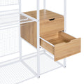 Open Style Wardrobe With Hanging Rails, Shelves And Drawers, White White Metal & Wood