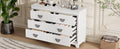 Elegant Dresser With Metal Handle And Sparkling Shiny Decoration, Storage Cabinet With 6 Drawers For Bedroom, Living Room, White White Mdf Metal