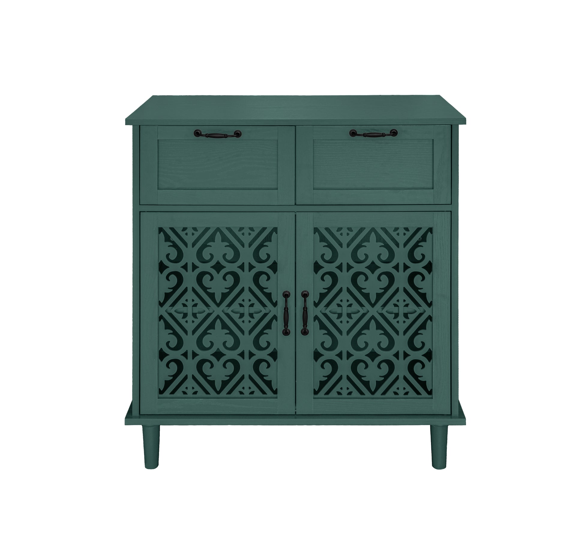 2 Door 2 Drawer Cabinet, American Furniture, Suitable For Bedroom, Living Room, Study Dark Green Mdf