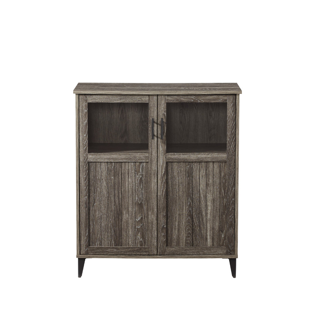 Modern Grooved Door Accent Cabinet Cerused Ash Dark Gray Mdf Mdf