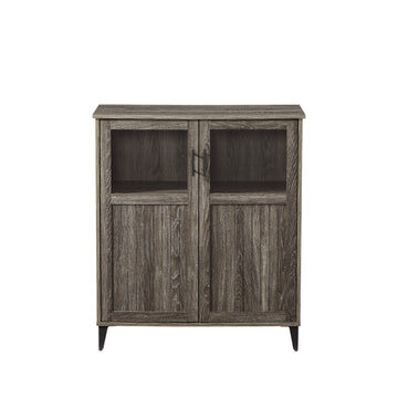 Modern Grooved Door Accent Cabinet Cerused Ash Dark Gray Mdf Mdf