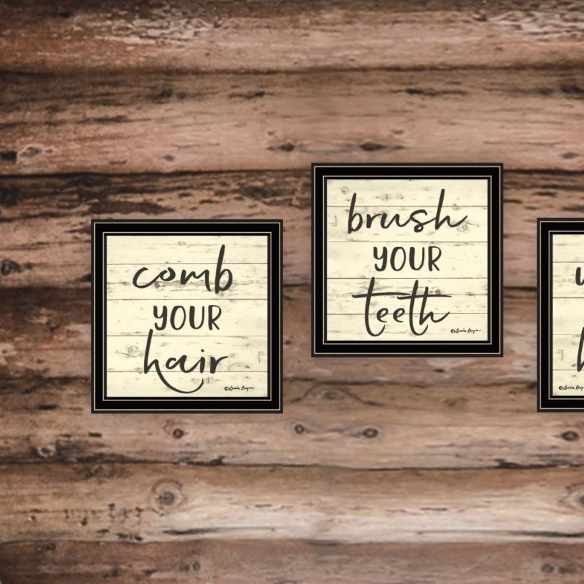 "Bathroom Commands" Framed Wall Art For Bathroom, Wall Art Print For Home Decor, Bathroom Wall Art By Susie Boyer Multicolor Wood Paper