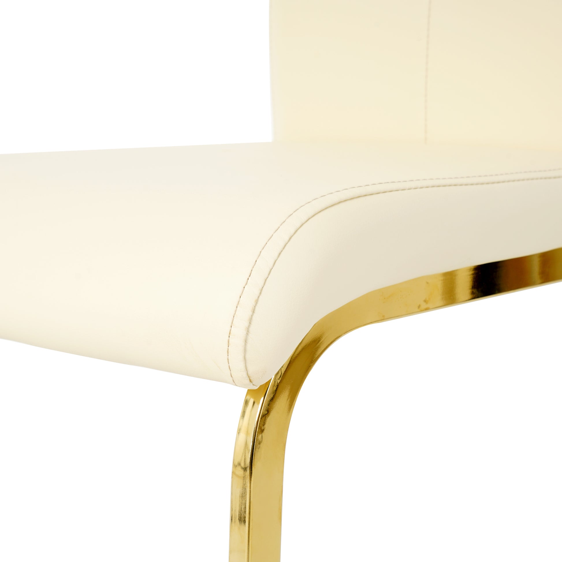 Modern Pu Dining Chair Living Room Chair Upholstered Chair, Gold Metal Chair Leg Design, Kitchen, Living Room, Bedroom, Dining Room Side Chair Set Of 2 Light Yellow Metal