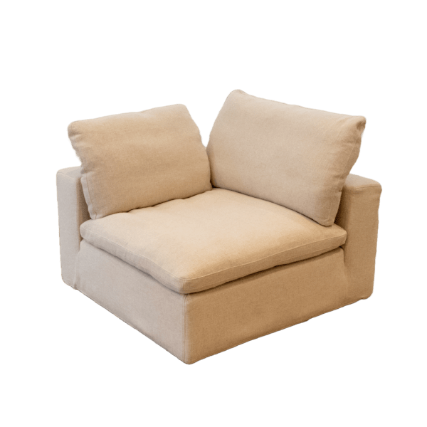 Living Room Modular Corner Wedge Sofa, 1 Pc Fabric Upholstered Corner Sofa Couch With Soft Cushions, Beige Beige Linen Wood Primary Living Space Soft Cushion Back Contemporary,Modern Engineered