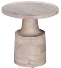 Contemporary Round Solid Wood End Side Table, Living Room Sofa Side Table, Oak White Finish, Light Brown Light Brown Light Brown Primary Living Space Industrial Freestanding Mango Coffee & End Tables Round Solid Wood Pedestal