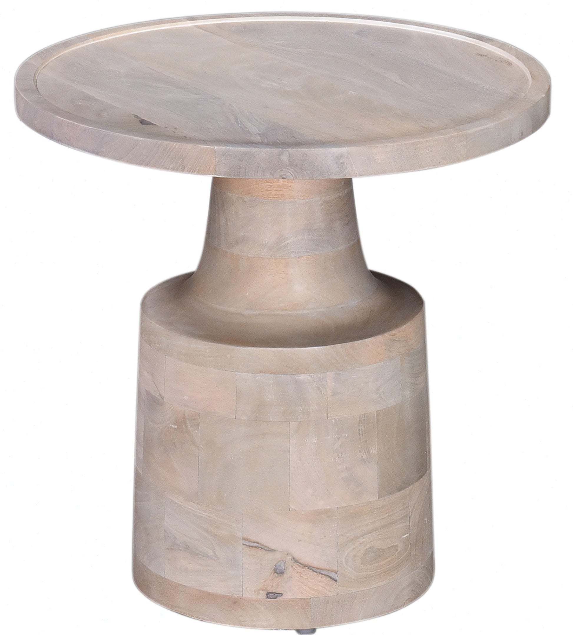 Contemporary Round Solid Wood End Side Table, Living Room Sofa Side Table, Oak White Finish, Light Brown Light Brown Light Brown Primary Living Space Industrial Freestanding Mango Coffee & End Tables Round Solid Wood Pedestal