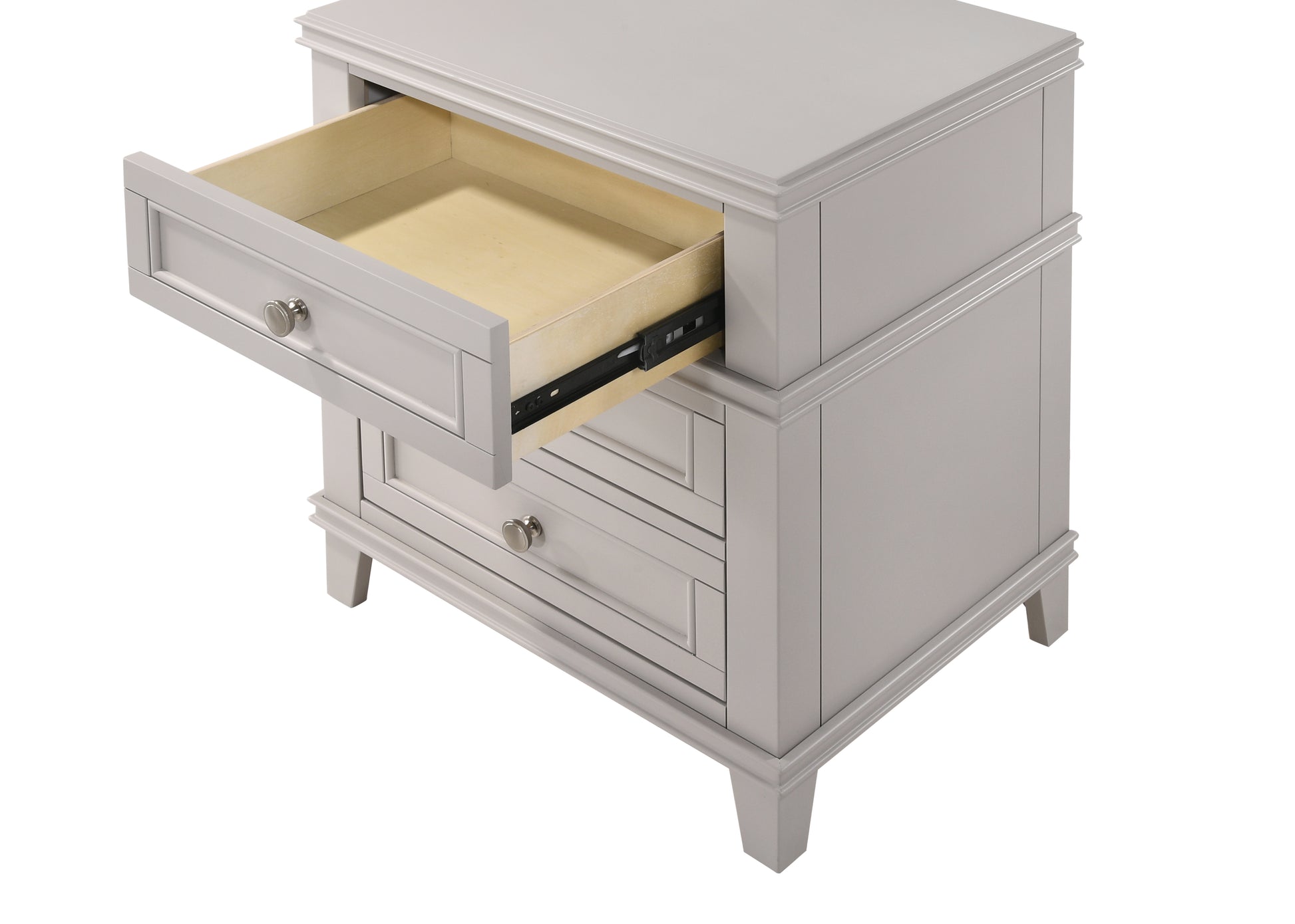 3 Drawer Nightstand W Usb Gray Solid Wood Mdf