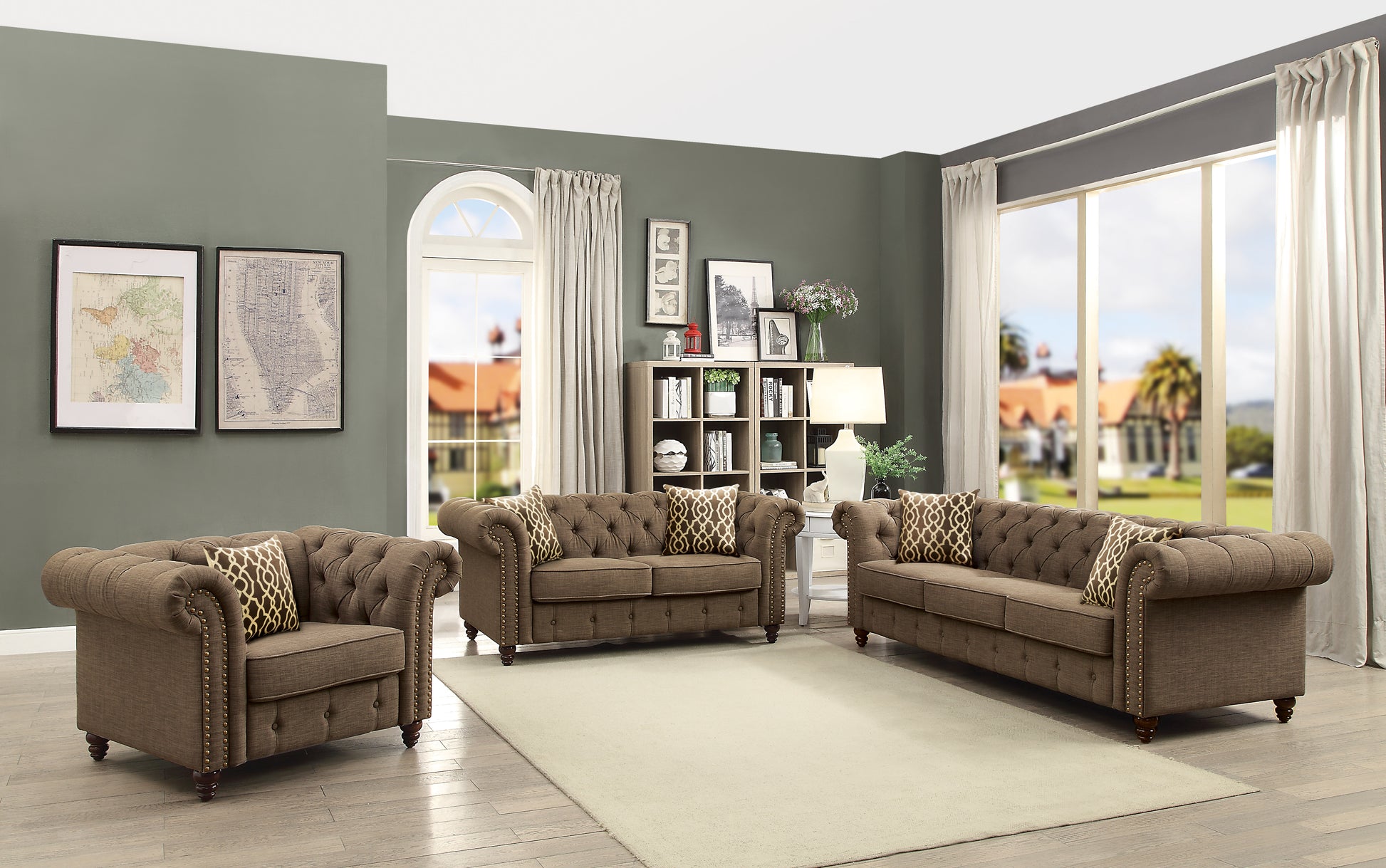 Brown Tufted Accent Chair With Pillow Brown Primary Living Space Wood Fabric