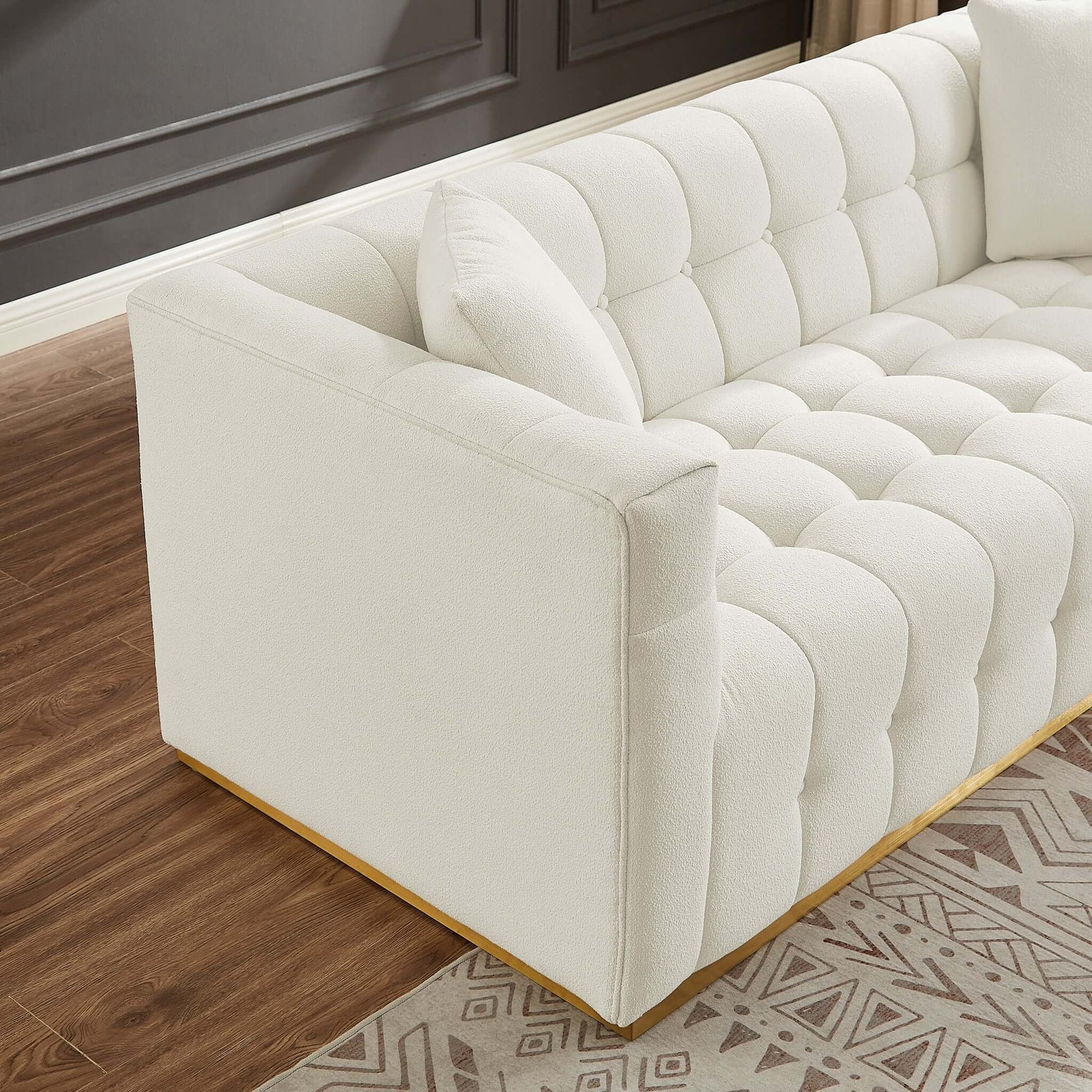 Eleanor Sofa Beige Boucle Beige,Ivory,Ivory White,Light Beige Boucle 3 Seat