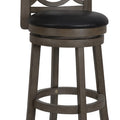 Curved Lattice Back Swivel Barstool Withseat, Gray And Black Black Solid Wood