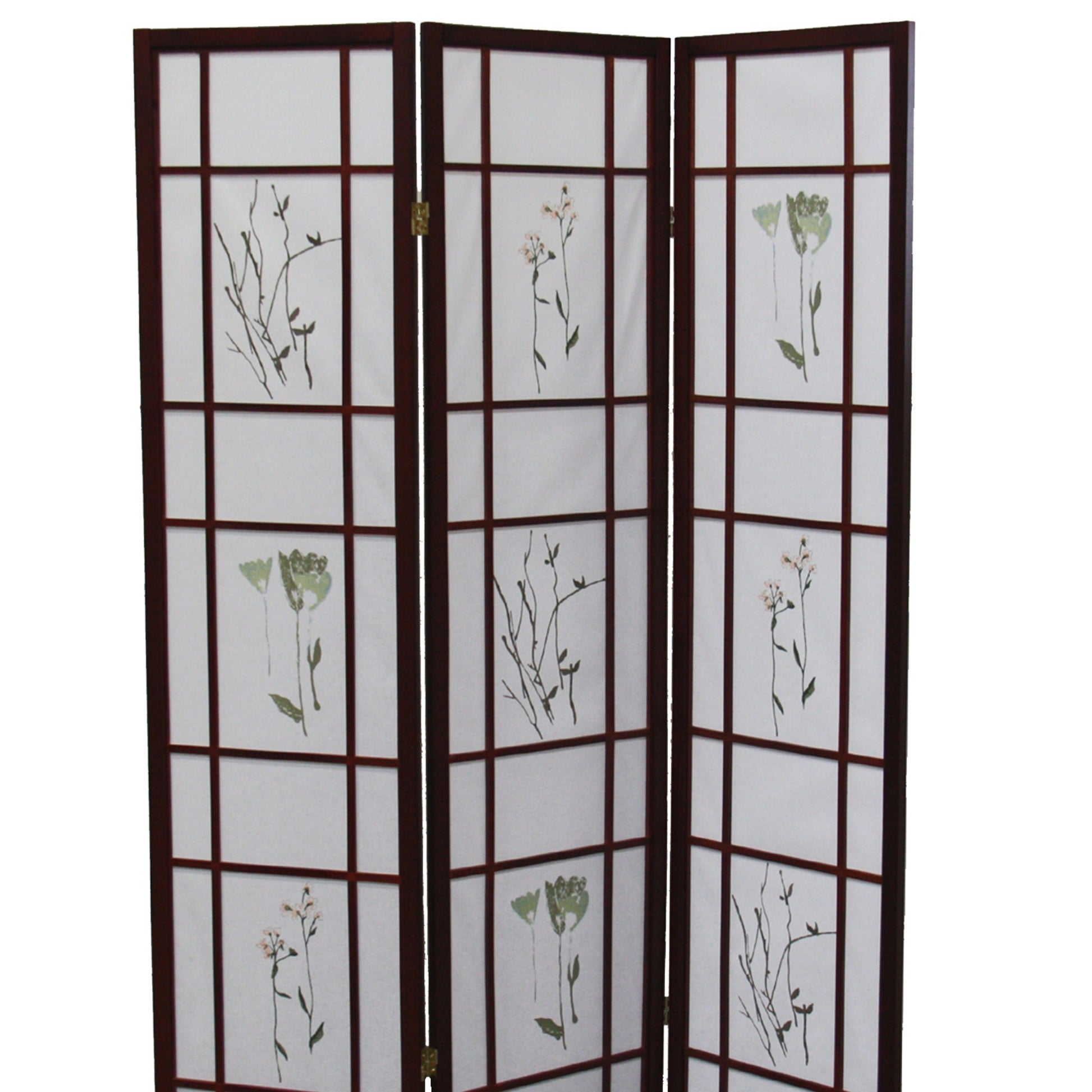 70" Tall 3 Panel Screen Room Divider "Shoji", Cherry Cherry Wood