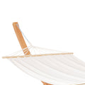 Outsunny Outdoor Hammock With Stand, Extra Large Heavy Duty Wooden Frame, No Tree Needed, 12.8' Indoor Outside Boho Style Nap Bed, Natural Cotton, White White Wood