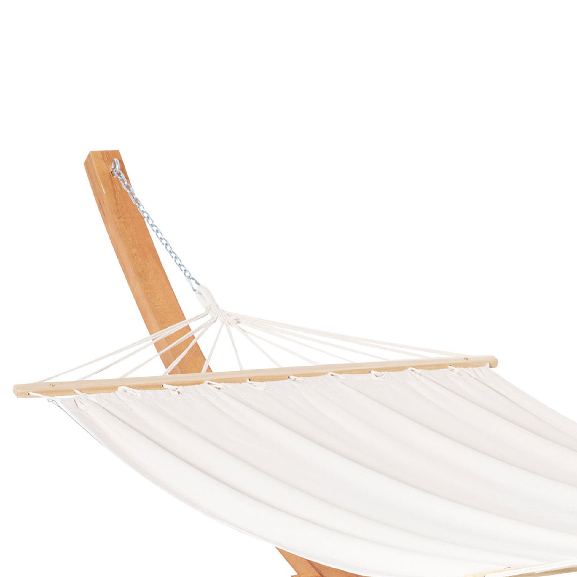 Outsunny Outdoor Hammock With Stand, Extra Large Heavy Duty Wooden Frame, No Tree Needed, 12.8' Indoor Outside Boho Style Nap Bed, Natural Cotton, White White Wood