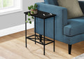 Accent Table, Side, End, Narrow, Small, 2 Tier, Living Room, Bedroom, Black Laminate, Black Metal, Contemporary, Modern Black Particle Board