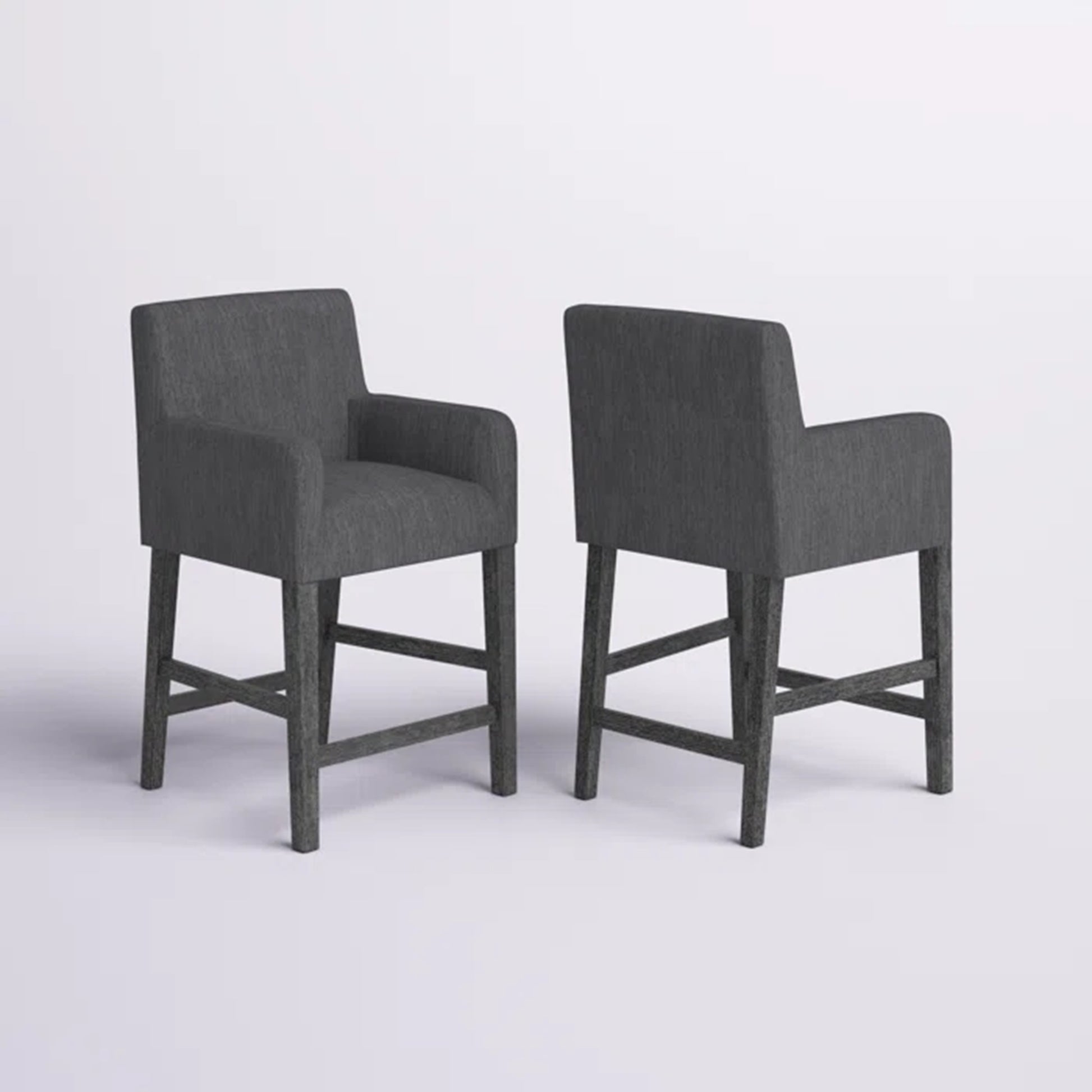 Set Of 2 Upholstered 26 Inch Counter Stool Charcoal Gray Charcoal Set Of 2 Fabric