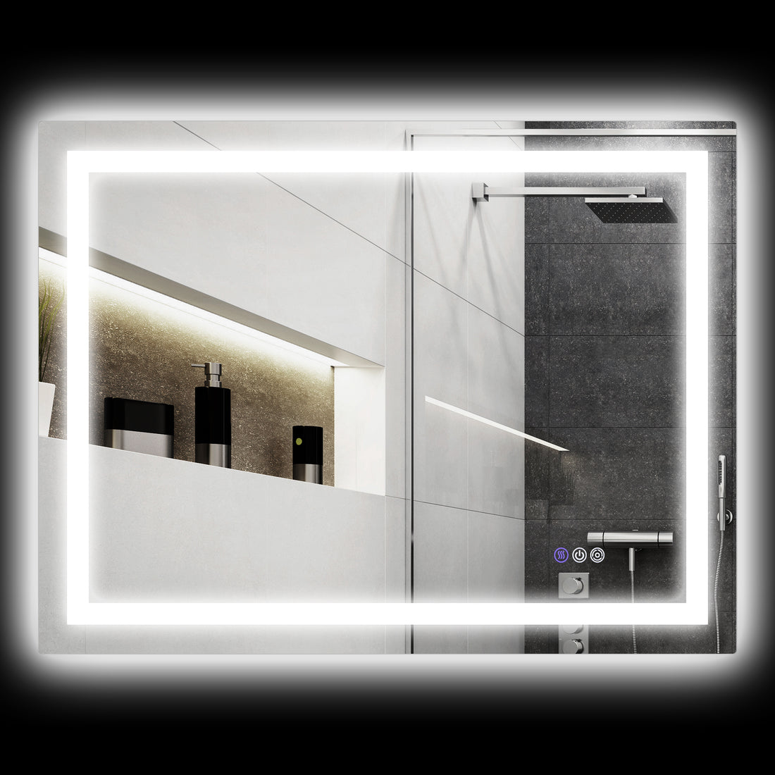 Homcom Led Bathroom Mirror With Lights, 47" X 35" Backlit Front Lit Led Mirror For Bathroom, Anti Fog, Memory, Infinite Color Temperature, Wall Mounted Dimmable Vanity Mirror, Horizontal Vertical