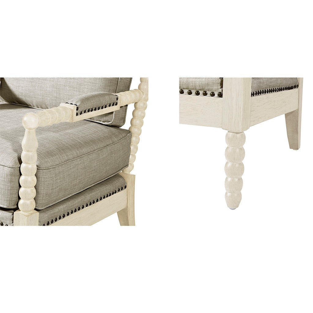 Accent Arm Chair Light Grey Wood Fabric