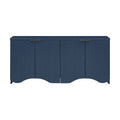 Vertical Stripes And Wavy Design Of A Four Door Cabinet Cabinet Suitable For Hallway, Entryway, Living Room 3 4 Spaces Navy Blue Artsy Mdf