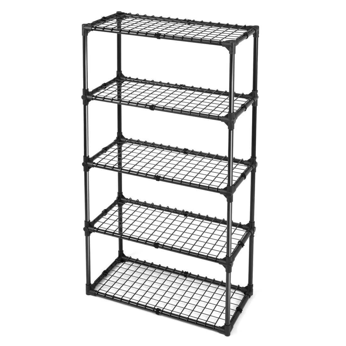 5 Shelf Wire Rack With Cover 1Pack Black Steel