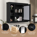 35'' X 28'' Wall Mounted Bathroom Storage Cabinet, Medicine Cabinet, Modern Bathroom Wall Cabinet With Mirror, Mirror Cabinet With 6 Open Shelves Not Include Bathroom Vanity Black 1 Mirror Included