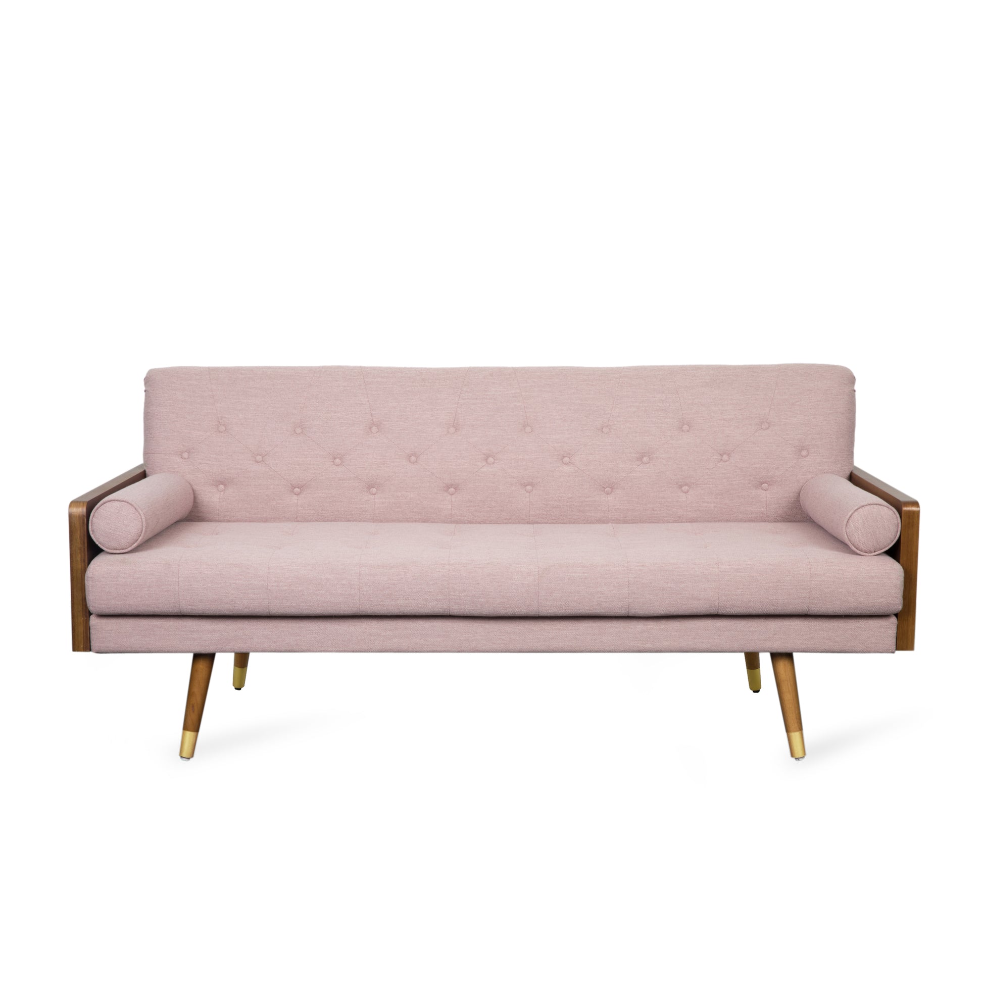 Aidan Mid Century Modern Tufted Fabric Sofa Blush Fabric