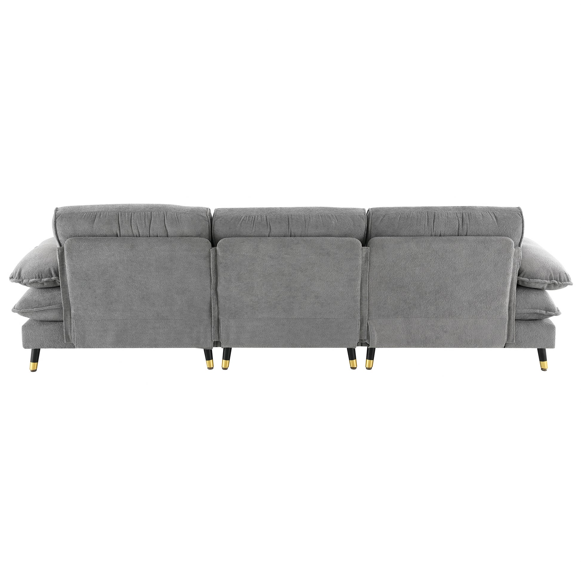 106*66.5" L Shaped Convertible Sectional Sofa,4 Seat Tufted Couch Set With Two Tone Adjust Legs,Cloud Chenille Fabric,Movable Ottoman For Living Room, Apartment,Office,3 Colors Gray Chenille 4 Seat