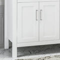 61'' Bathroom Vanity With Marble Top & Double Ceramic Sinks, 4 Drawers, 4 Doors, White White Plywood