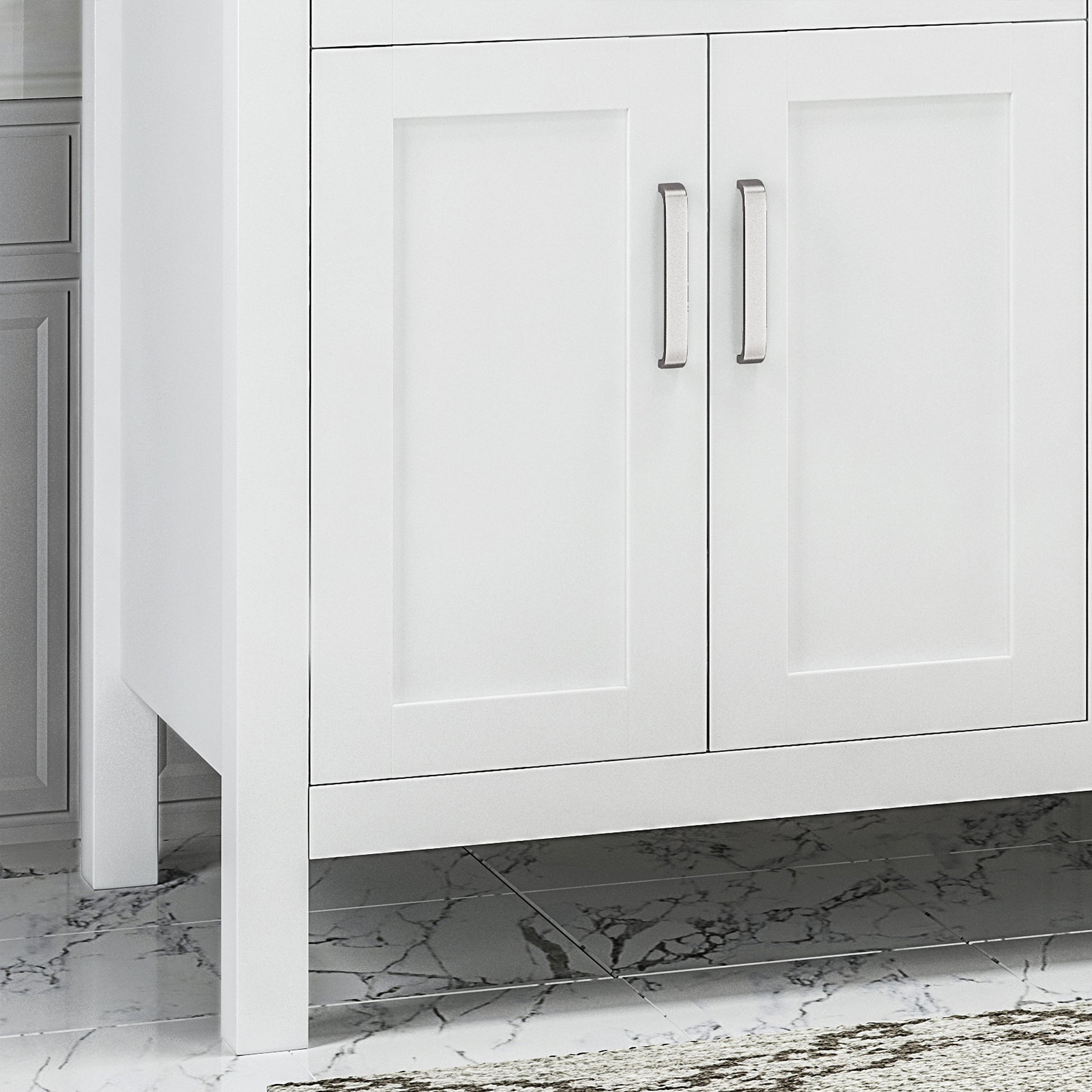 61'' Bathroom Vanity With Marble Top & Double Ceramic Sinks, 4 Drawers, 4 Doors, White White Plywood