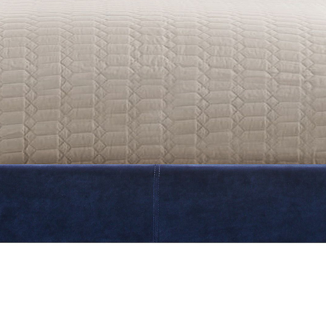 Dark Blue Eastern King Panel Bed With Trim Box Spring Required King Dark Blue Wood Bedroom Contemporary Panel Linen Wood Fabric